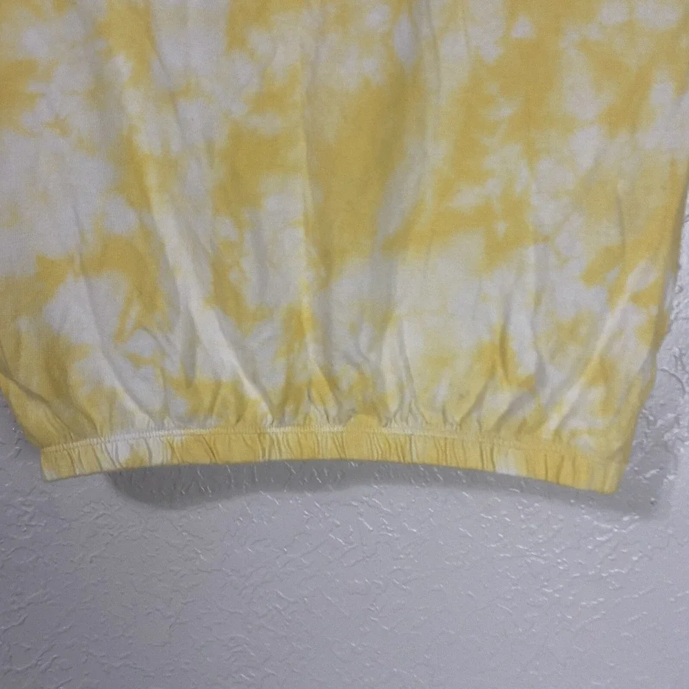 Justice Girls Yellow Tie Dye Crop Polo Shirt Daisy Logo Short Sleeve Top